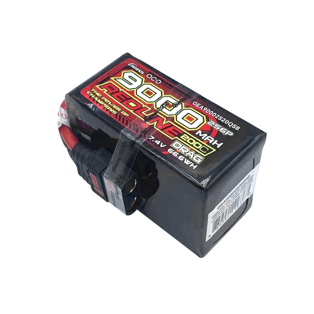 Gens Ace Redline Drag Race 9000mAh 2S6P 7.4V 200C LiPo Battery with QS8 Plug