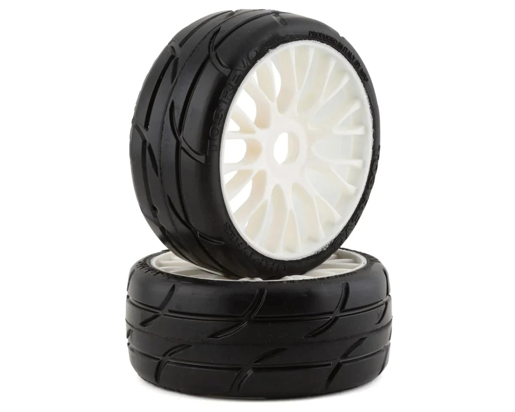 GRP Tires GT - TO3 Revo Belted Pre-Mounted 1/8 Buggy Tires (White) (2) (XM3) W/RIGID Wheel