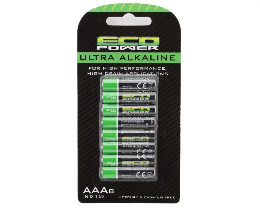 EcoPower Ultra Alkaline AAA Batteries (8) (Mercury & Cadmium Free) Part#: ECP-5060