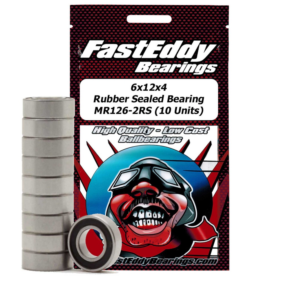 FastEddy Bearings 272 6x12x4 Rubber Sealed Bearing MR126-2RS 10 Units
