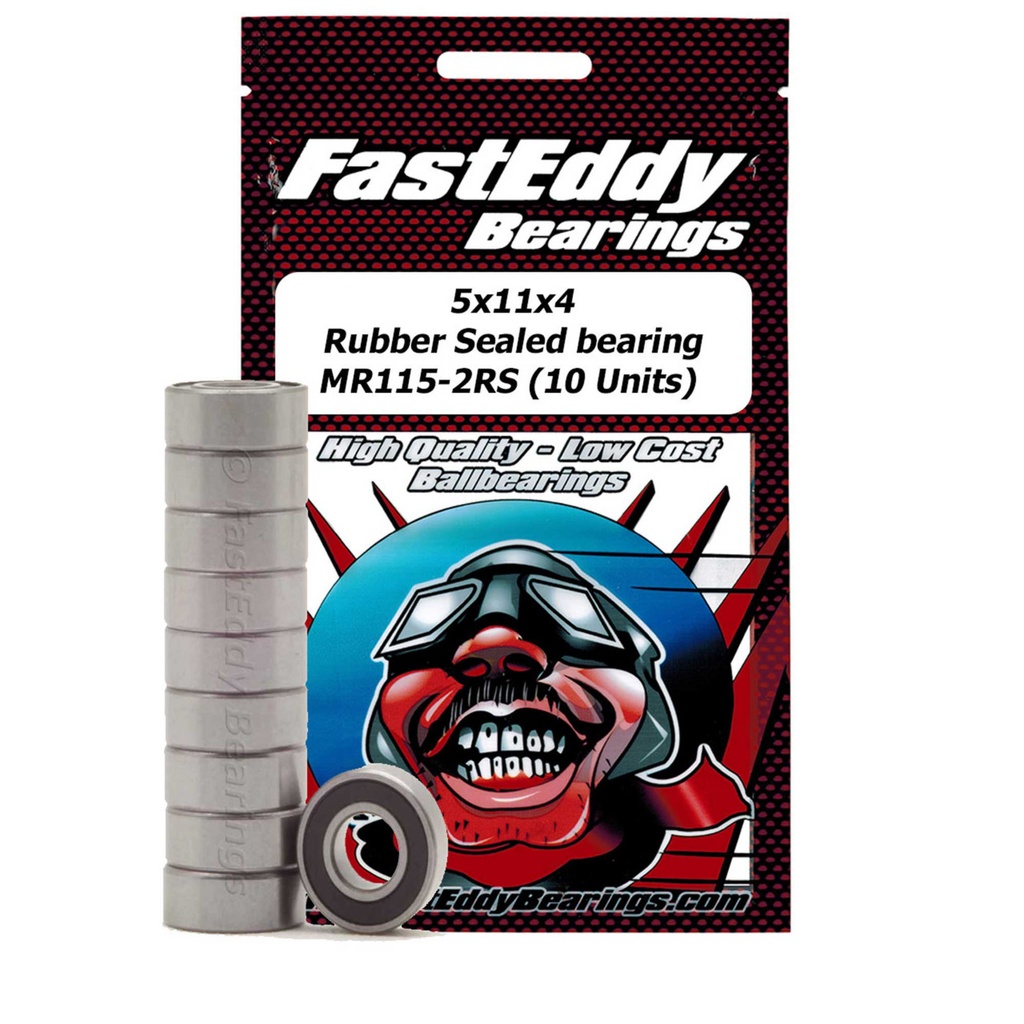 FastEddy Bearings 268 5x11x4 Rubber Sealed Bearing MR115-2RS 10 Units