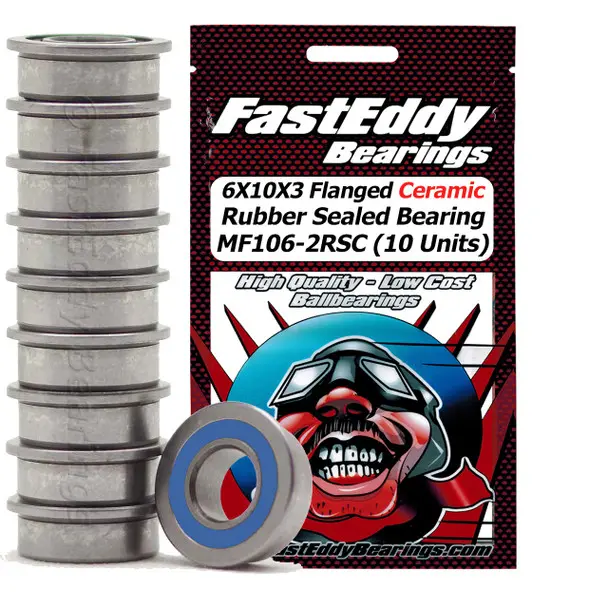 6X10X3 Flanged Ceramic Rubber Sealed Bearing MF106-2RSC 10 Units