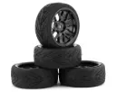 Yeah Racing Spec T Pre-Mounted On-Road Touring Tires w/CS Wheels (Black) (4) w/12mm Hex & 3mm Offset