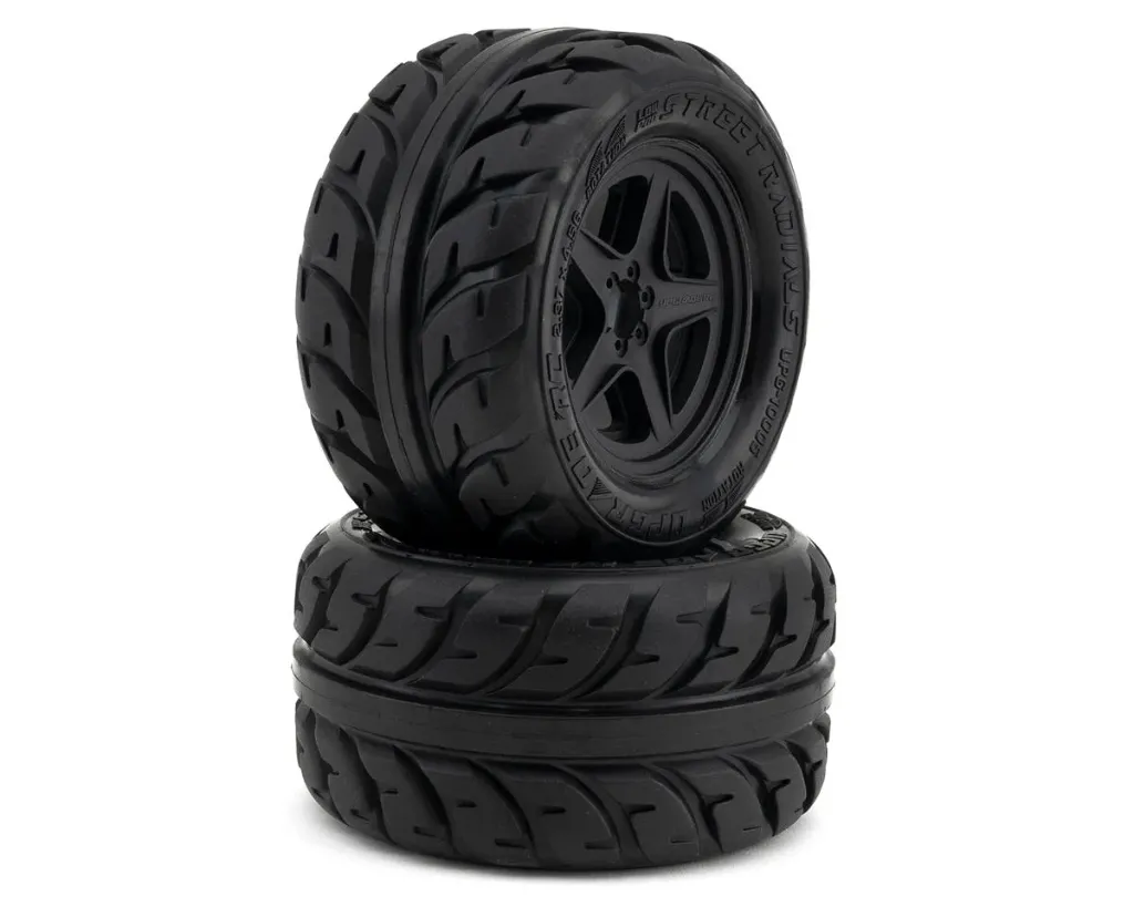 UpGrade RC Low-Pro BELTED Street Radials 2.8" Pre-Mounted On-Road Tires w/5-Star Wheels (2) (17mm/14mm/12mm Hex)