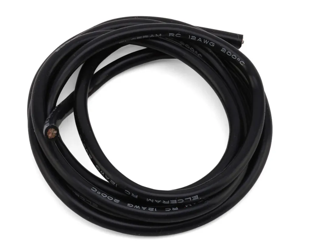 Elceram Silicone Wire (Black) (1 Meter) (12AWG)