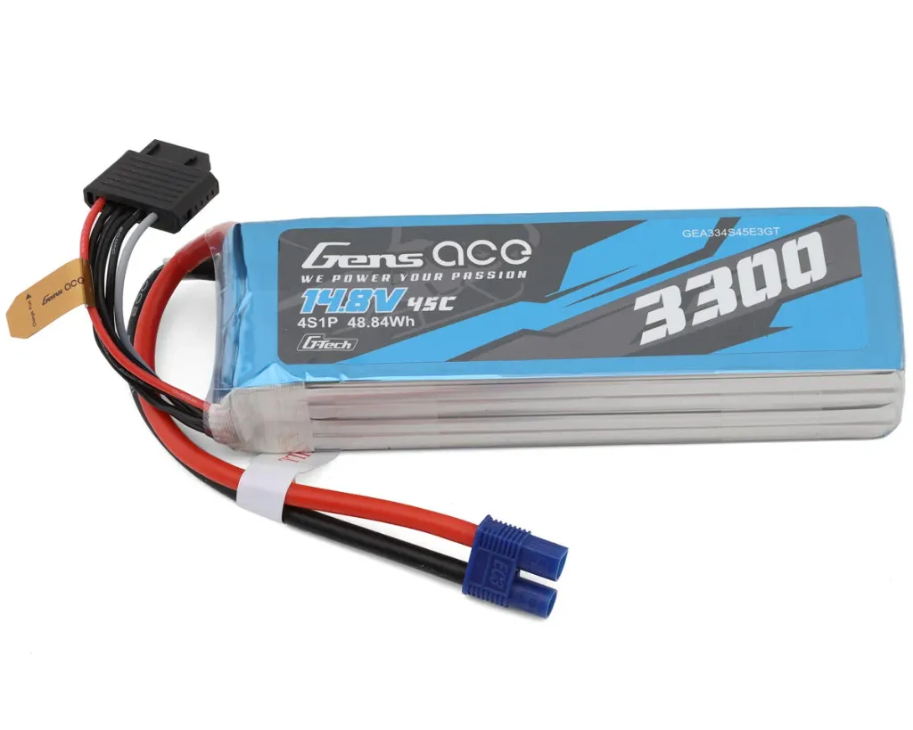 Gens Ace 334S45E3GT 14.8V 3300mAh 4S 45C G-Tech Smart LiPo: EC3