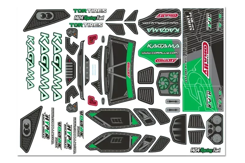 COR00180-981-6 Body Decal Sheet, Kagama XP 6S, Pre-Cut, Green Color, 1pc