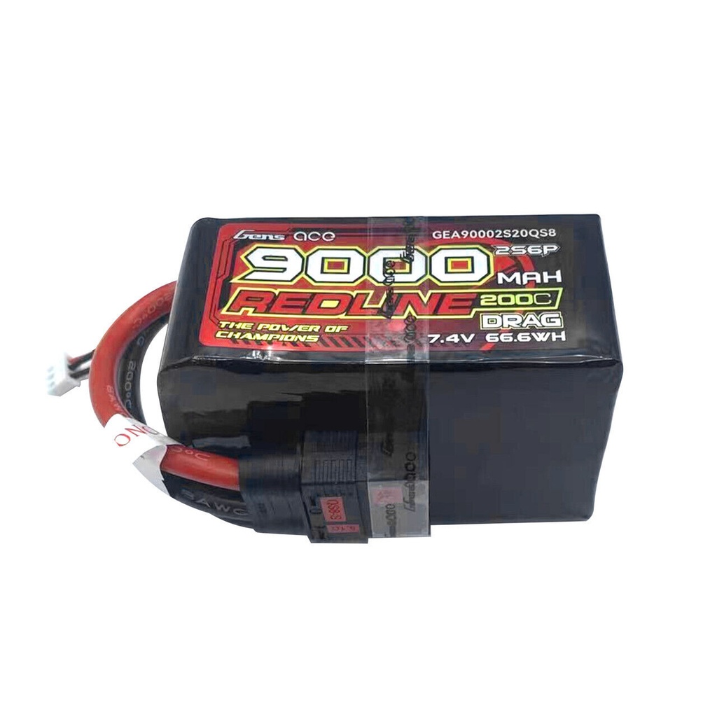 Gens Ace Redline Drag Race 9000mAh 2S6P 7.4V 200C LiPo Battery with QS8 Plug