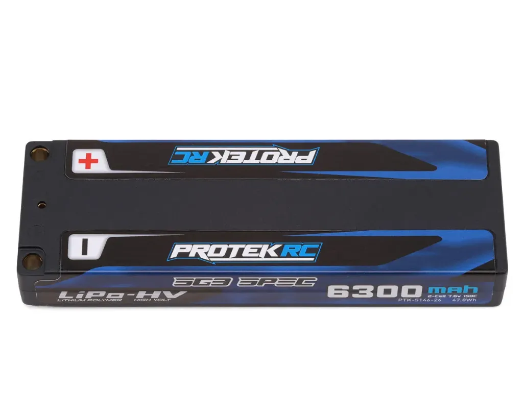 ProTek RC 2S 150C Low IR SG3 HV ULCG Stick LiPo Battery (7.6V/6300mAh) w/5mm Connectors (ROAR Approved)