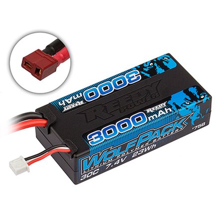 Team Associated Wolfpack LiPo 3000mAh 30C 7.4V Shorty & T-plug ASC758 Car Batteries & Accessories