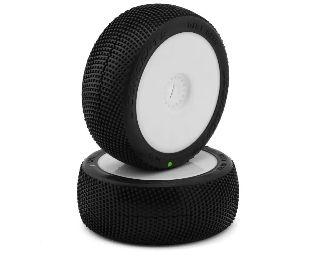 [JCO4073-12] JConcepts Dirt Bite 1/8 Off-Road Buggy Pre-Mounted Tires (2) (White) (Green) JCO4073-12