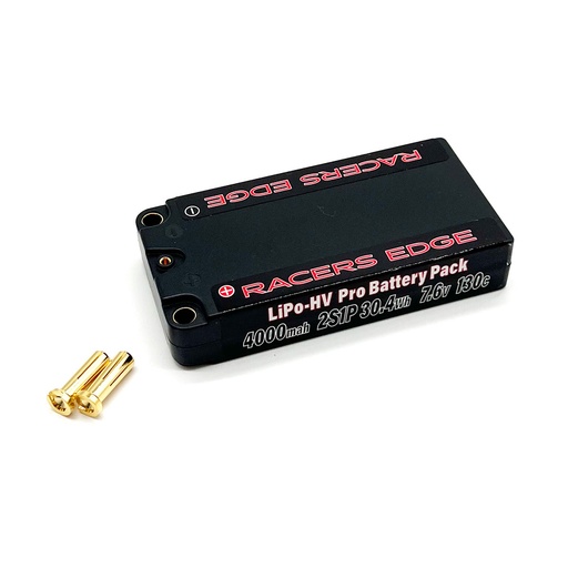 [RCEPROLP40002S130] 4000mAh 2S 7.6V 130C LCG Short Hard Case Lipo w/5mm Bullet