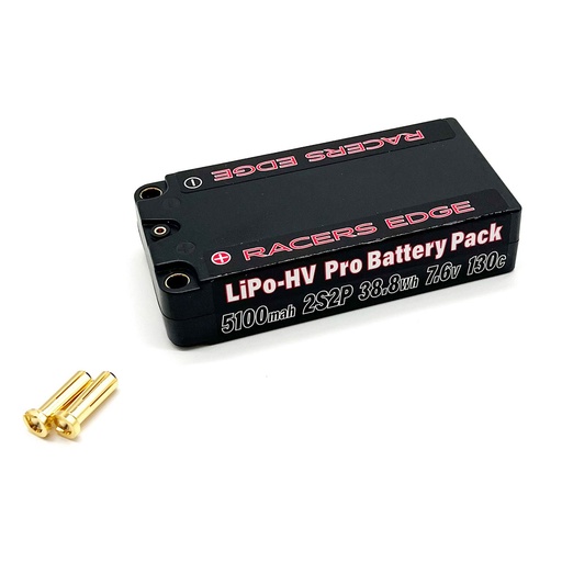 [RCEPROLP51002S130] 5100mAh 2S 7.6V 130C Shorty Hard Case Lipo w/5mm Bullet
