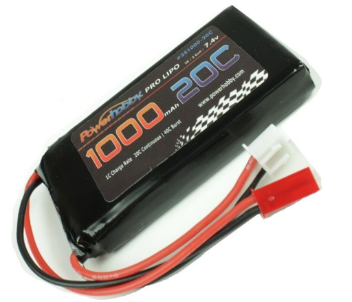  2S 7.4V 1000mAh 20C LiPo w/ JST Connector