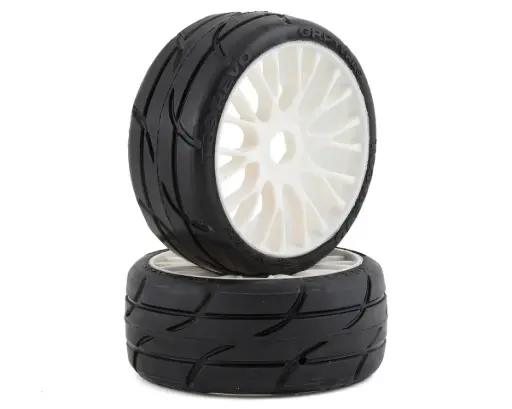 GRP Tires GT - TO3 Revo Belted Pre-Mounted 1/8 Buggy Tires (White) (2) (XM4) w/FLEX Wheel