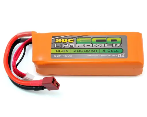 EcoPower "Electron" 4S LiPo 20C Battery Pack (14.8V/2000mAh) (Starter Box) (w/T-Style Connector), Part#: ECP-4000