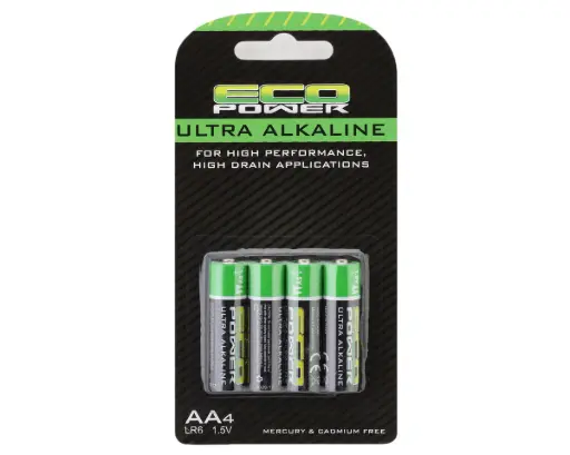 EcoPower Ultra Alkaline AA Batteries (4) (Mercury & Cadmium Free) Part#: ECP-5061