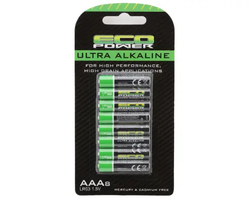 EcoPower Ultra Alkaline AAA Batteries (8) (Mercury & Cadmium Free) Part#: ECP-5060