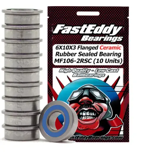 6X10X3 Flanged Ceramic Rubber Sealed Bearing MF106-2RSC 10 Units